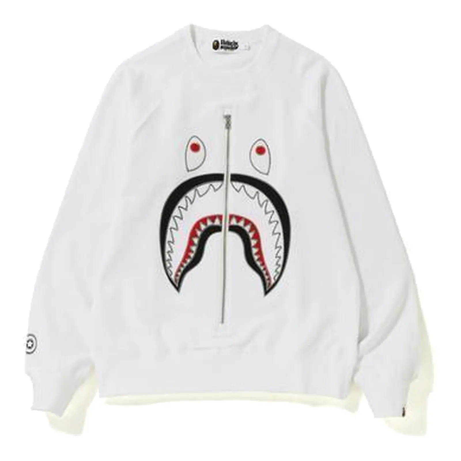 Bape Applique Shark Crewneck White