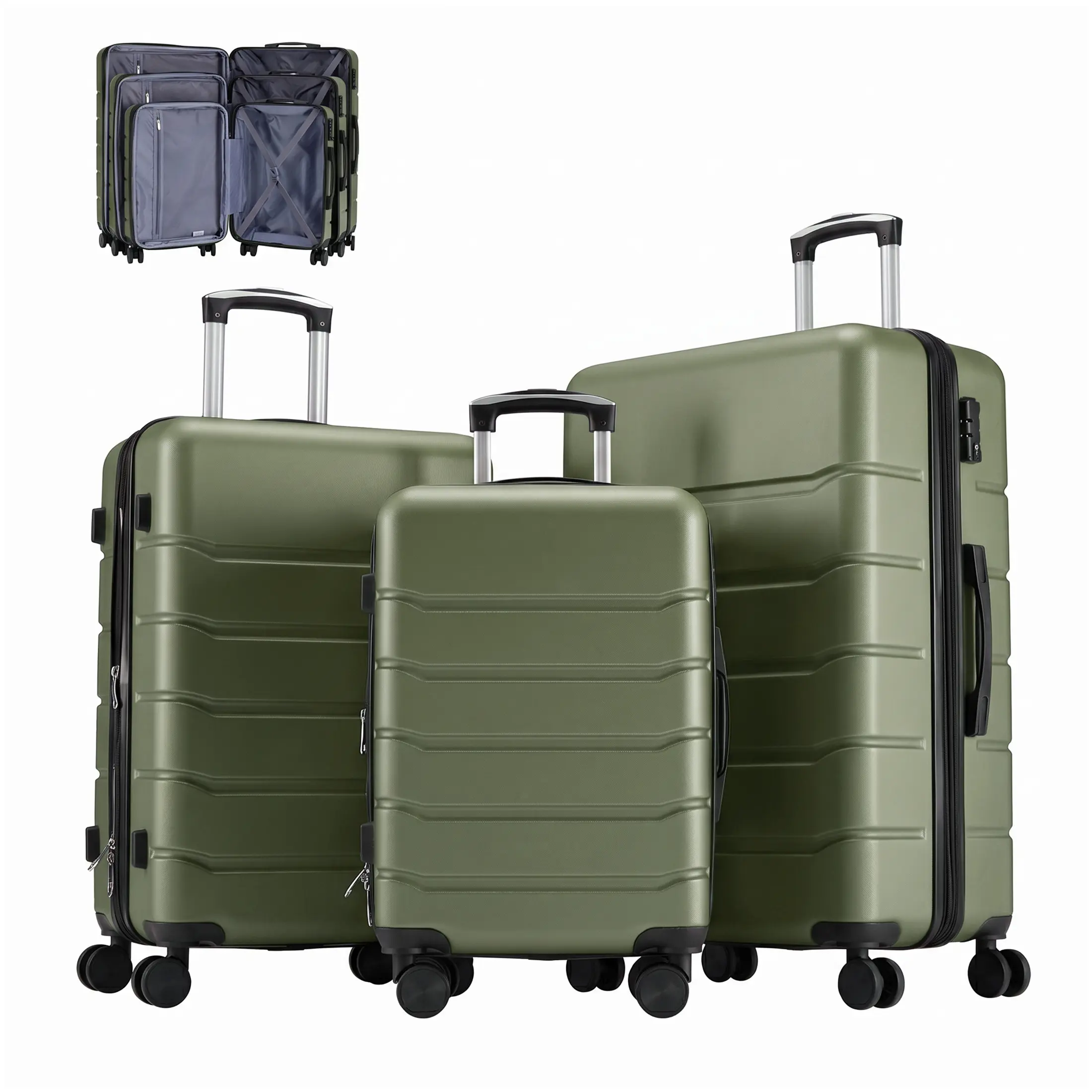 28 Inch Checked Luggage, ABS Lightweight Rolling Hard Shell Suitcase with Smooth Spinner Wheels, Built-in TSA Lock, Durable Travel Suitcase for Business and Vacation Trip Carry on Luggage, Hard Shell ABS Suitcase with Double Spinner Wheels