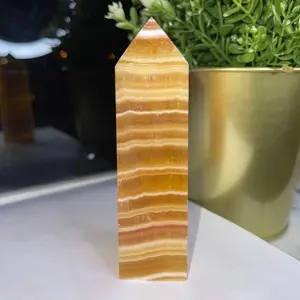 Large Yellow Banded Calcite Tower