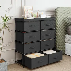 Wardrobe For Bedroom With 8 Fabric Drawers Storage Cabinet Steel Frame Assembly Closet For Clothes Home Furniture