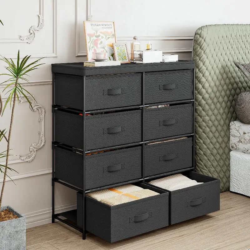 Wardrobe For Bedroom With 8 Fabric Drawers Storage Cabinet Steel Frame Assembly Closet For Clothes Home Furniture summerwins