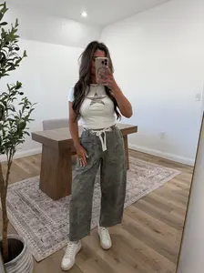 Camo Printed Barrel Pants