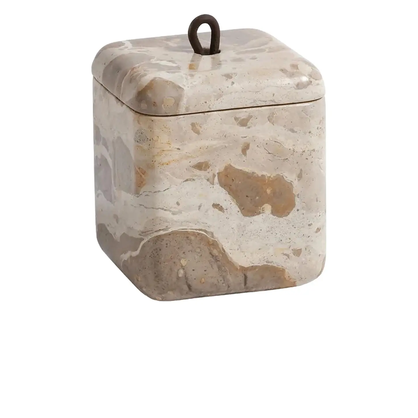 The Favorites Marble Lidded Vanity Jar in Crema Fossil