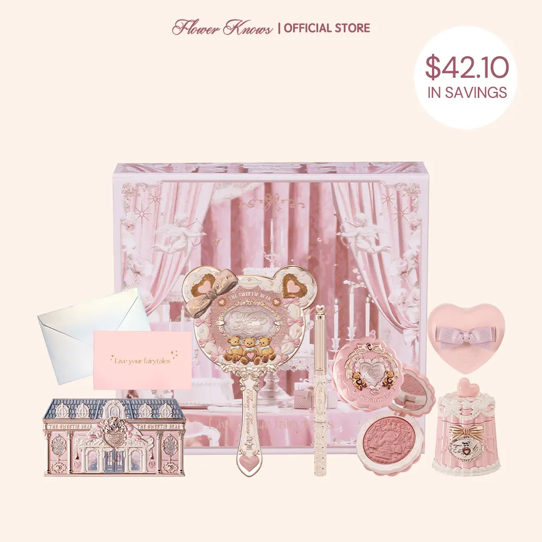 Flower Knows Cream Cub Set, 8 Pieces Essencial Makeup Set with Lipstick, Blush, Eyeshadow and Accessories, Best Choice For Christmas Gift, #summerwins, #DealsForYouDays