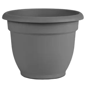 212 MAIN Ariana Self-Watering Bell-Shape Plastic Outdoor Planter, 13.7x17.6 in Charcoal Large Planter Pot for Outside, Outdoor Planters, Planters For Outside