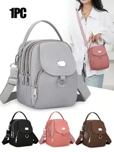 Women's Fashion Oxford Crossbody Bag, Cow Pattern, Solid Color, Zipper Closure, Polyester Lining, Large Capacity, All Seasons