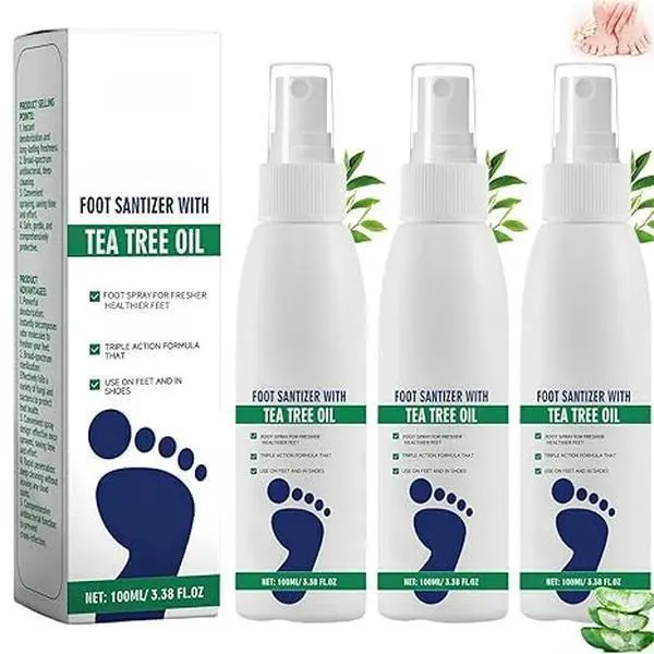 Tea Tree Oil Foot Spray - Plantar Moisturizing Deodorant for Odor Control & Dry Feet Care, Natural Foot Sanitizer with Antifungal Properties,Ximonth Clear Foot Sanitizer Spray,for Foot & Shoe Freshness