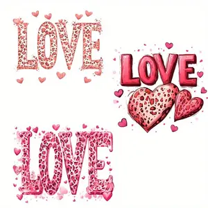 Love Text Heat Transfer Patches, 3 Counts/set DIY Iron-on Decals for Clothing, T-shirts & Masks, Perfect Gift for Couples