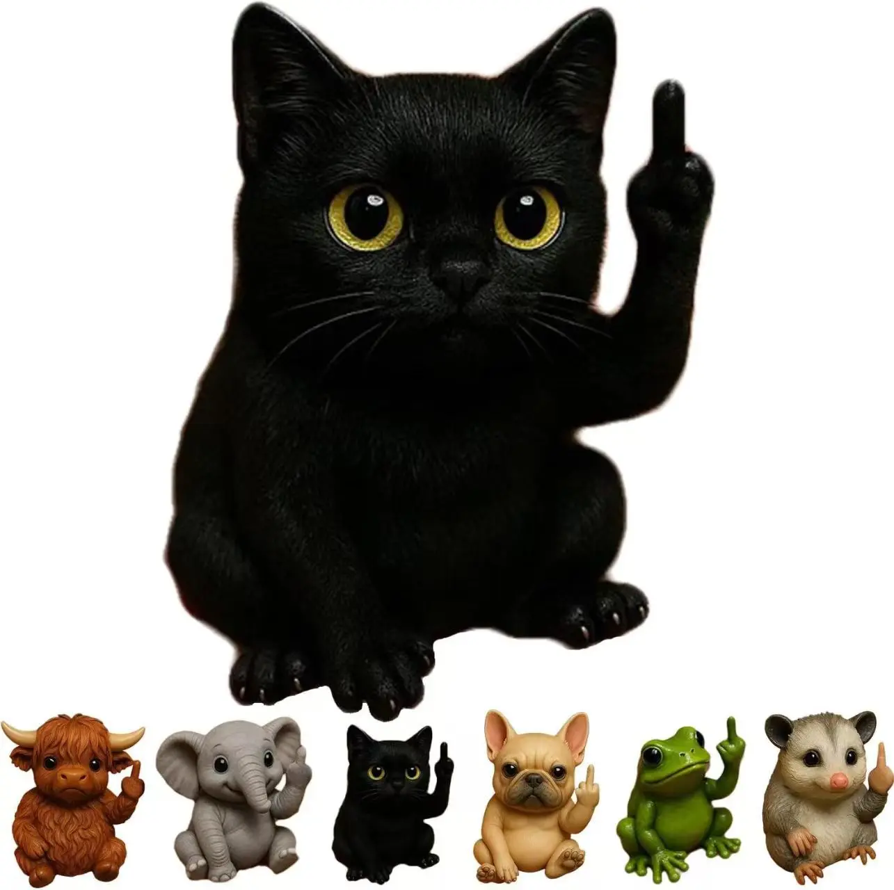 Fun Mini Middle Finger Animal Statue,Resin Middle Finger Animals Decor Statue for Desktop,Office and Car, Funny and Cute Middle Finger Humor Gag Gifts