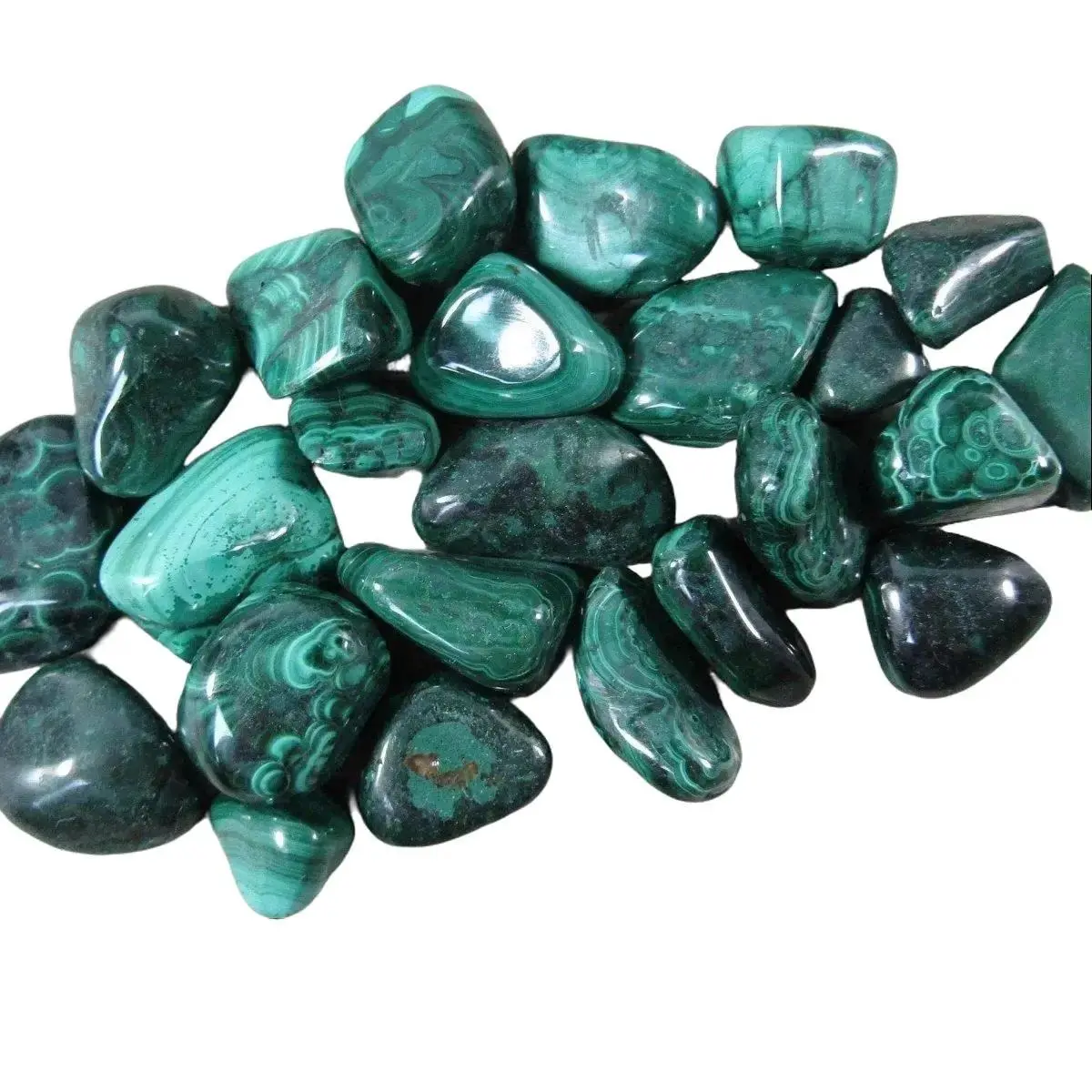 Malachite Tumbled Stone – Polished Green Banded Copper Mineral