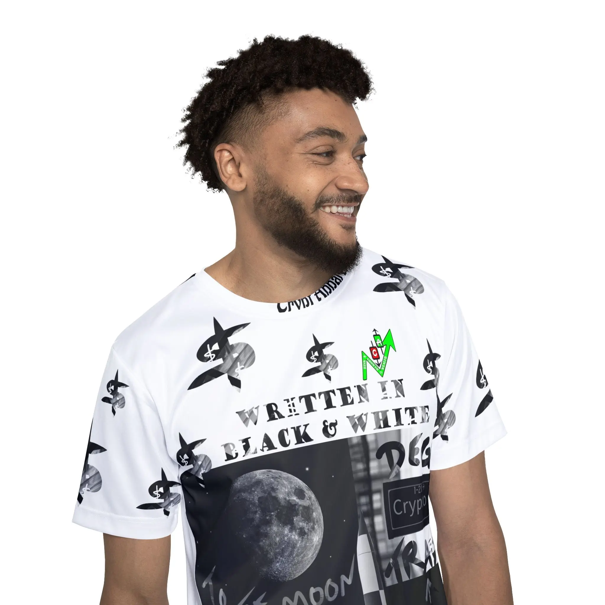 B&W Crypt Apparel T-Shirt | All Over Crypto Design Sports Jersey