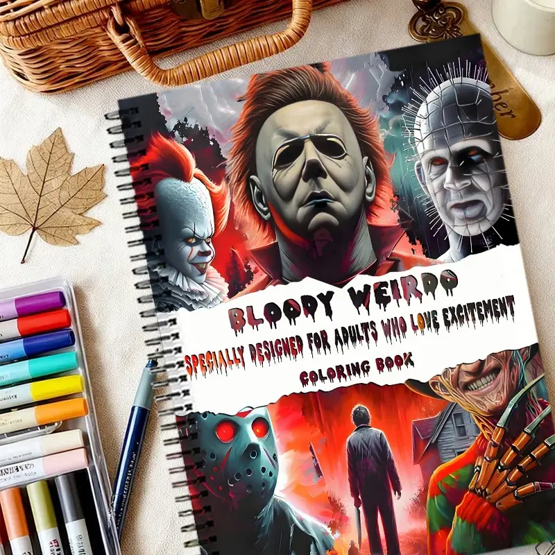 Horror Monster Coloring Book, 20 pages, A4 standard size (29.7x21 cm), unique cover design, suitable for adults to relax and create art, Perfect for Stress Relief, Fun, Creative, Christmas, Halloween, New Year's, birthdays, and party gifts for frie
