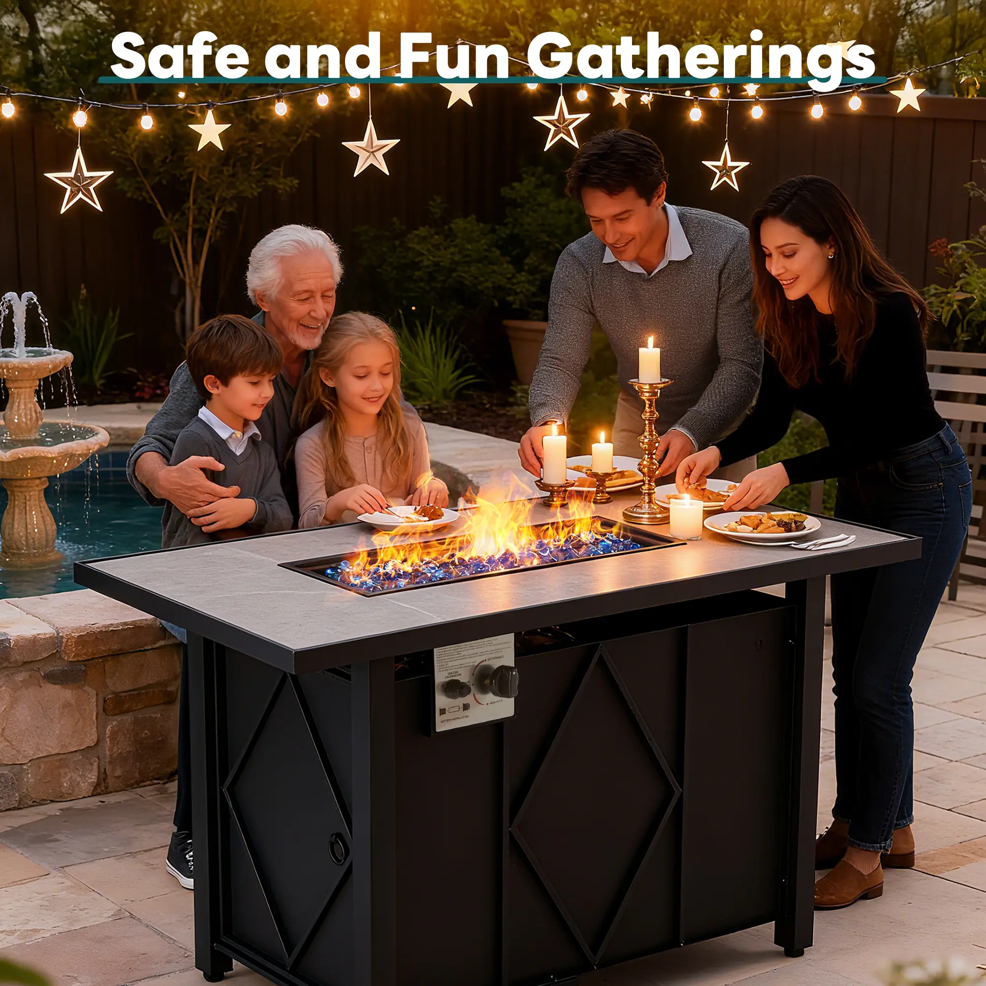 43-Inch CSA-Certified Propane Fire Pit Table, 50000 BTU Outdoor Gas Fire Pit for Patio, Garden, Backyard Use, Fire Pit Outdoor