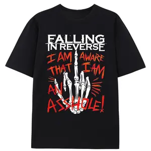 Falling In Reverse Band Tee | Vintage Y2K 90s Rock Band Graphic T-Shirt | 2 Sided Print Emo Metal Concert Outfit | Unisex Casual Cotton Crewneck Short Sleeve Top For Mens Womens Rock Music Lovers