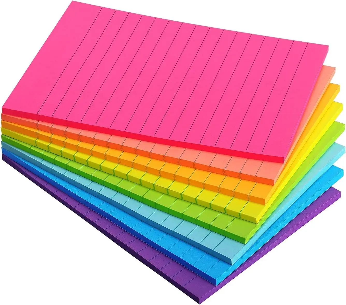 Lined Sticky Notes 4x6 in, 8 Bright Multicolors, 35 Sheets/Pad | Large Size, Premium Adhesive, Reusable & Removable