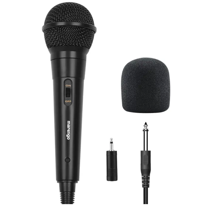Handheld Wired Cardioid Dynamic Vocal Microphone with 13ft Cable, ON/OFF Switch, Ideal for Speakers, Karaoke Singing Machines, Amplifiers