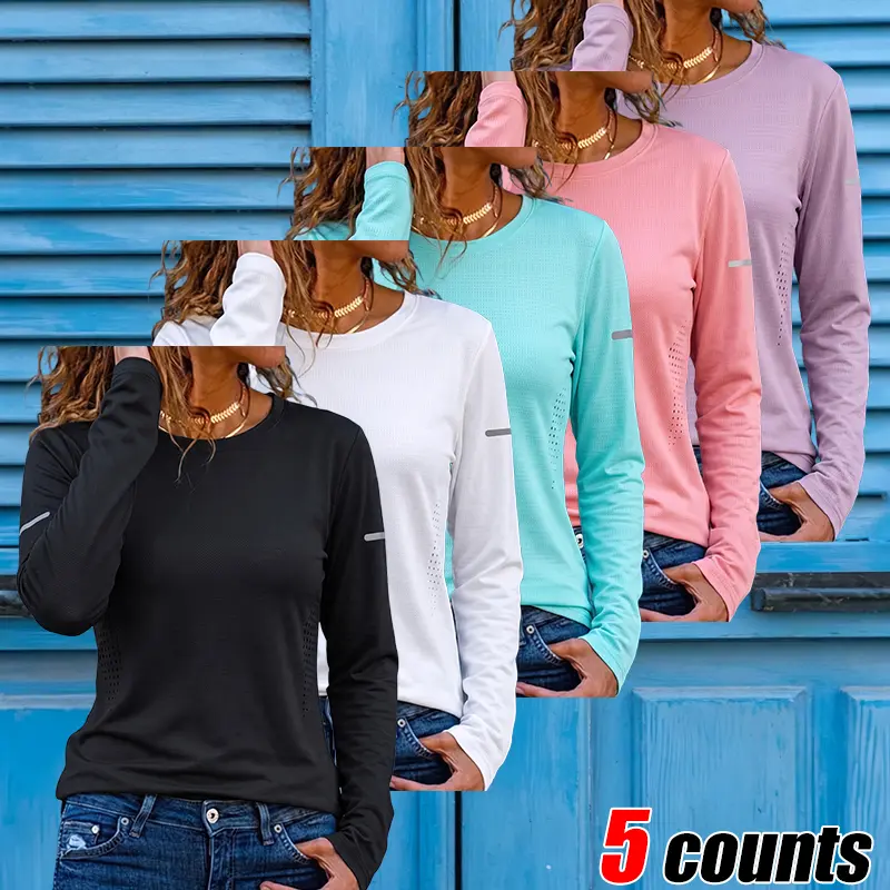Life keeps moving — Women’s ultra-soft long-sleeve thermal top available in packs of 1–5 pieces; suitable for outdoor activities, camping, travel, and casual wear. Fashionable, loose-fit basic shirt and elegant, comfortable crew-neck long-sleeve T-shirt.