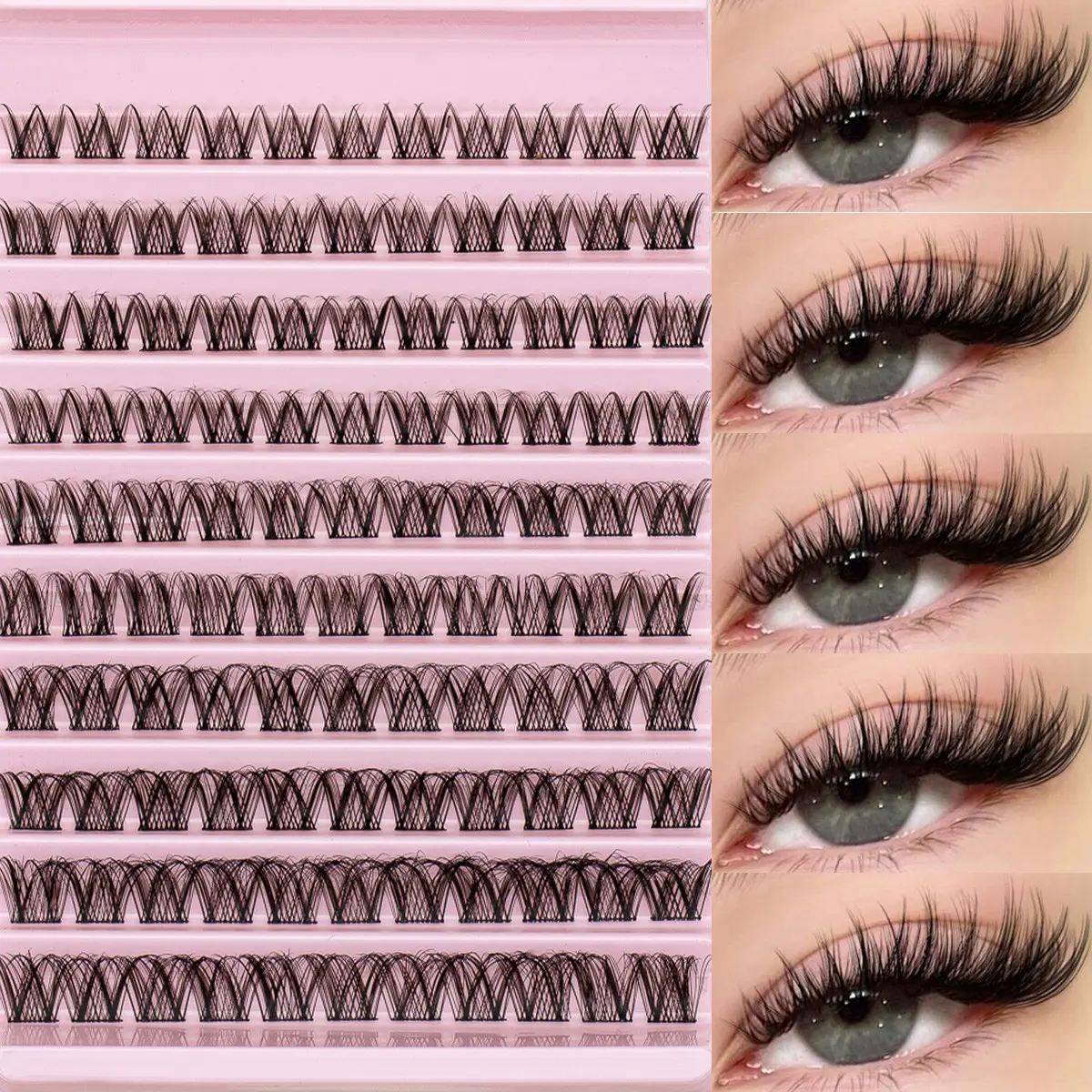 Wispy Eyelash Cluster Extensions, 9–16mm Mixed-Length Soft Lightweight Fluffy False Eyelashes Clusters, Universal Lashes, DIY Natural Look at Home for Beginners, Long-Lasting & Waterproof, Flaunt Lash Clusters