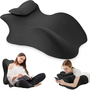 Ergonomic Wedge Pillow for Adults - Prone Pillow for Bed Sleeping, Reading, Ergonomic Cushion for Back, Sitting Up and Back Pain, with Removable Cover (Black)