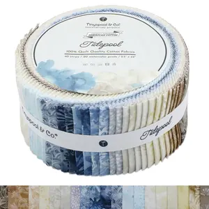 Tinyspool & Co. Tidepool Twirlie Roll Quilting Fabric Strips 40 Assorted Bundle Soft 100% American Cotton OEKO-TEX Certified for Quilting Crafting Sewing Home Decor Purse Making
