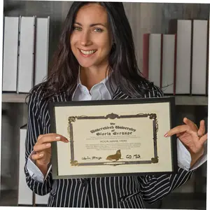 Unframed Honorary doctorate degree certificate custom printed and hand signed from Unacredited University of Gloria Strange. Joke gift, unframed.