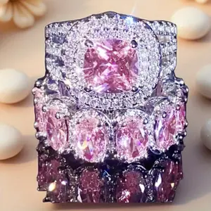 2-Piece Elegant Stackable Rings Set - Silvery Cubic Zirconia Eternity Rings - Luxury Jewelry for Engagement & Dinner Parties - Ladies' Ring Set