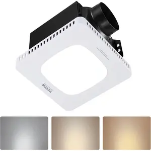 VEVOR Bathroom Exhaust Fan with LED Light, 80 CFM Bathroom Vent Three Gear Color Temp, 1.5 Sones Low - Noise, Premium AC Motor Ceiling Fan for Laundry Room, Storage Room, Home Ventilation, WhiteVEVOR Super Brand Day
