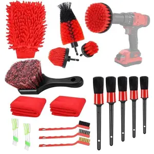 Professional Car Detailing Kit, Multifunctional CarCleaning Kit with a Variety of High Quality Soft-bristle Detailing Brush Set for Cleaning All CarParts, Interior, Exterior, Wheels and Dashboard