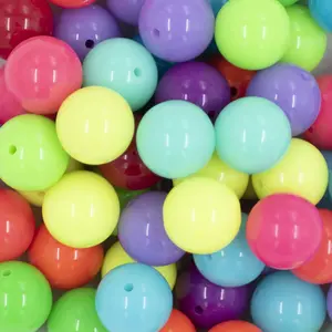 20mm Neon Solid Color Mix Acrylic Bubblegum Beads Bulk Pack