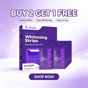 Popular purple teeth whitening strips – gentle cleaning for teeth and plaque, nourishing and brightening teeth. Portable and easy-to-use daily care strips. (42 strips)