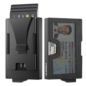 Slim Multi-Functional Wallet with ID Window & Premium Money Clip, Holds 15+ Cards, RFID Blocking Minimalist Pop-Up Card Holder, Premium Gift Box