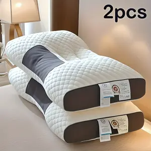 [Soft Massage Neck Pillow] 2pcs, Soft Massage Neck Pillow - Ergonomic Corrective Contour Support High Quality Pillow Core | Deep Sleep Neck Support, Removable Pillowcase, Non-Collapsing, Machine Washable,  For All Seasons