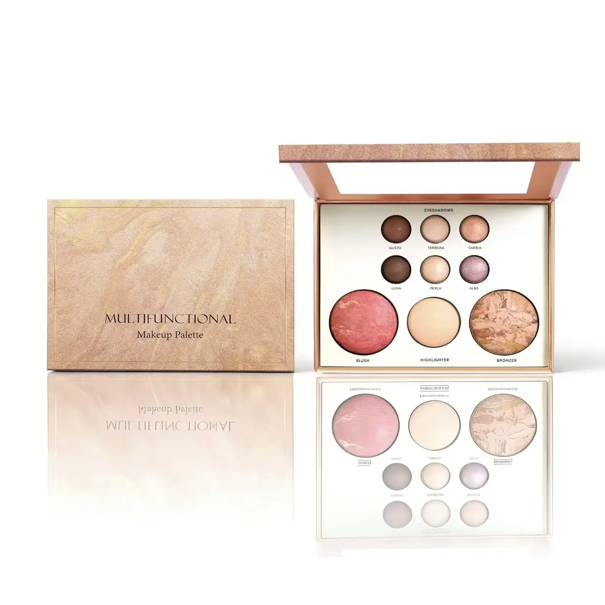 BUY1,GET 1 FREE! 4-in-1 Full Face Value Palette - Budget-Friendly Eyeshadow, Blush, Bronzer & Glow Highlighter Set for Daily Glam Makeup Cosmetic  hd skin Face Palette Baked Tan Makeup  Starter Kit