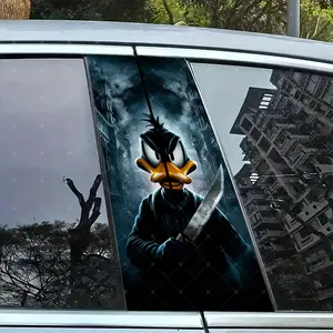 2pc Terror Duck Vinyl Sticker, Car B Pillar Protection Decal, Easy Peel & Stick, Sunproof Waterproof Scratch Resistant, Fits All Cars, Vehicle Exterior Decoration, Car Decals, Car Stickers, Adhesive Decals
