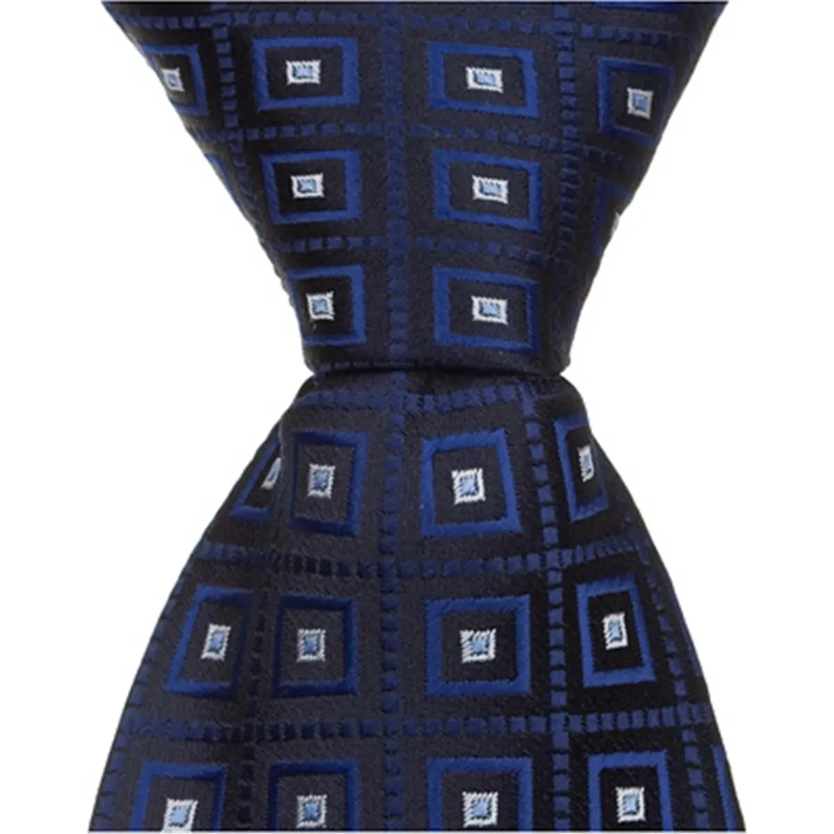 B9 Zippered Tie - 9.5 in. Navy Geometric Pattern Zipper Necktie for 6-18 Month Casual Wear