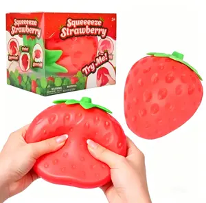 Toy Mendous Squeeze Strawberry Extra Large 3 Squishy Stress Ball for Adults & Kids 3+ Fruity Fidget Toy for Stress Relief & Sensory Play Safe Durable Non Toxic Material