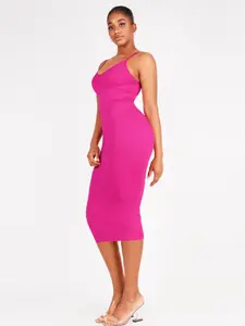 Women's Seamless Spandex Midi Body Shaper Dress - Light Bra-Integrated, Smooth Compression, Adjustable Fit, V-Shaped, Tube-Style, Body-Fitting Casual Dress for Everyday Wear, V-Shaped Casual Dresses