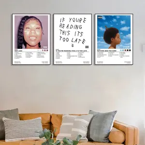 3-piece set featuring Drake's music album cover, poster, Print Design, hip-hop/rap style, R&B style, featuring Her Loss/Nothing Was the Same. Ideal gift for the bedroom, living room; fall decor; Unframed Wall Art