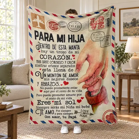 A Letter to My Son & My Daughter Custom Blanket Soft Throw Blanket for Couch Cozy Spanish Alphabet Heart Design Gifts for my son & daughter on Easter gift Ideal Gift for Birthdays Back-to-School Thanksgiving and Christmas Gifts