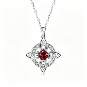 Witches Knot Ruby Necklace Hecate Goddess of Witches with Celtic Knot Design Necklace Goddess Jewelry Collar De Amuleto De Proteción Copper with Artificial Ruby Gemstone Fashion Jewelry Accessories Gift for Women