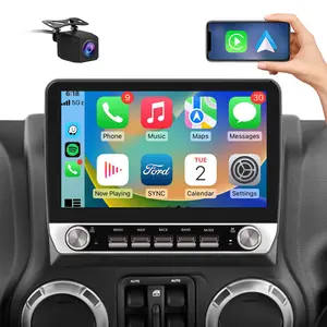 10.1" Android 13 Car Stereo for Jeep Wrangler 2007-2018 touch screen has Android Auto Wireless Carplay, Bluetooth WIFI supports GPS Navigation