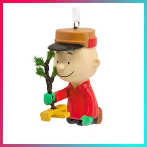 Hallmark Peanuts Charlie Brown Kneeling with Tree Christmas Ornament
