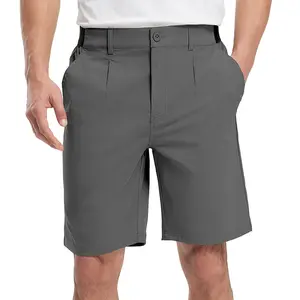 Gopune Mens Work Dress Shorts Golf Stretch Waistband Summer Pleated Casual Business Dressy Short for Men with Pockets