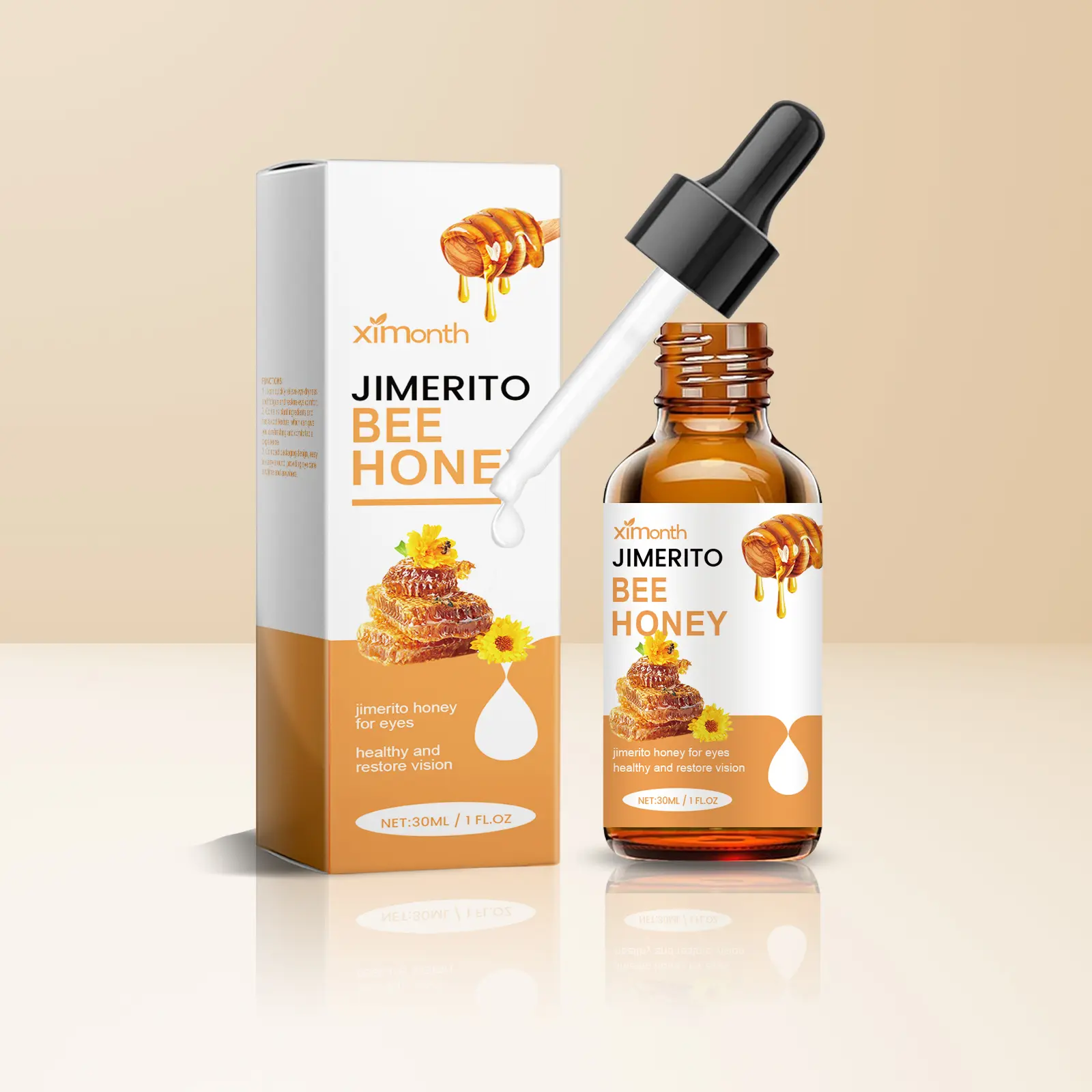 XIMONTH Genuine Jimerito Honey Essence Eye Drops Long-lasting Moisturizing Anti-Eye Fatigue Soothing and Calming, Gentle Daily Use Refreshing Eye Care Product 30ML, for Men and Women, Effective within 7 days