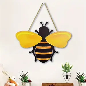 Cute Bee Door Window Decoration Plaque, Welcome Hanging Ornament, Home Decor for Family Farmhouse Living Room Office Studio Bar, Wall Hanging Ornament