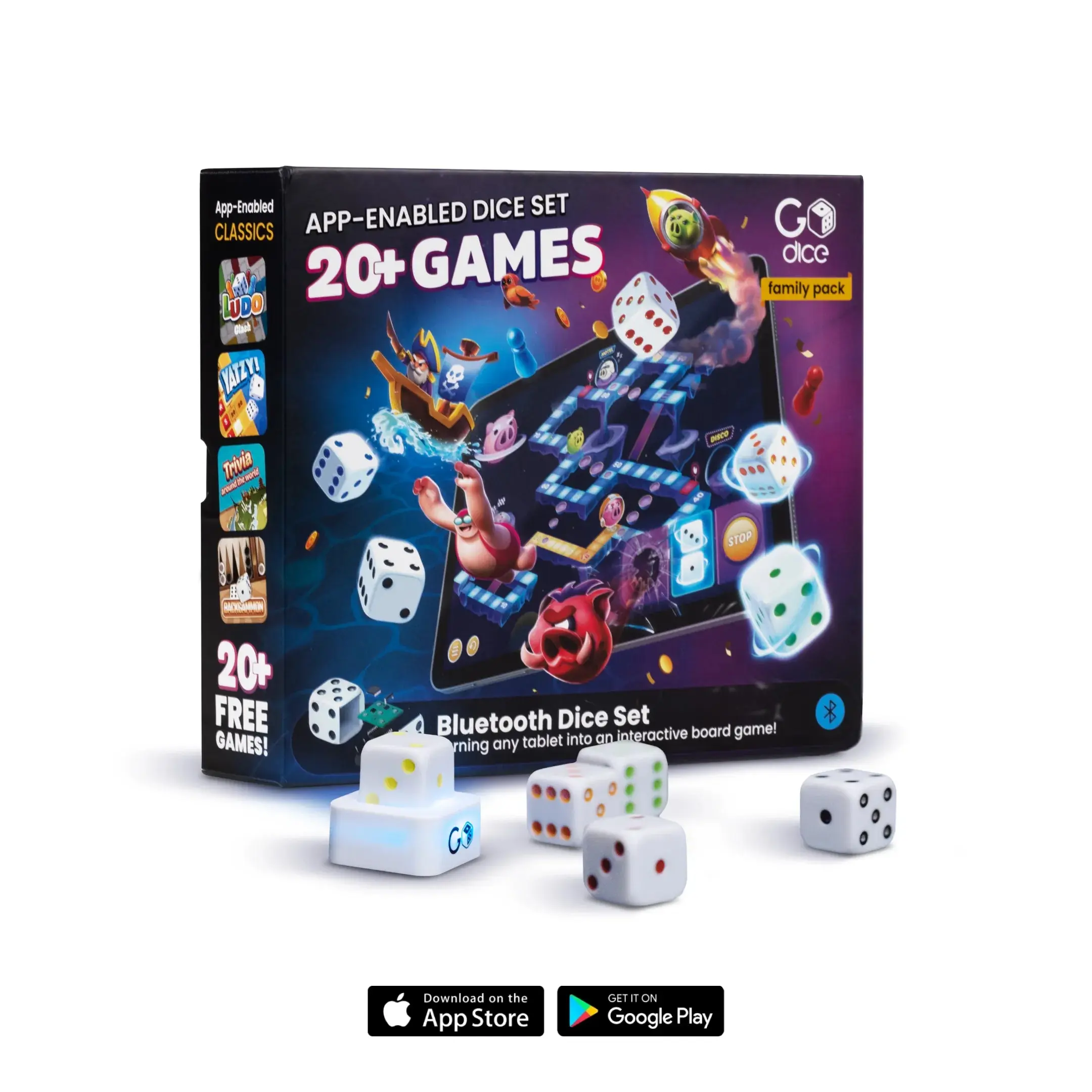 GoDice 5 Pack Smart Bluetooth Connected Dice Set – Interactive Family, Party & Educational Games