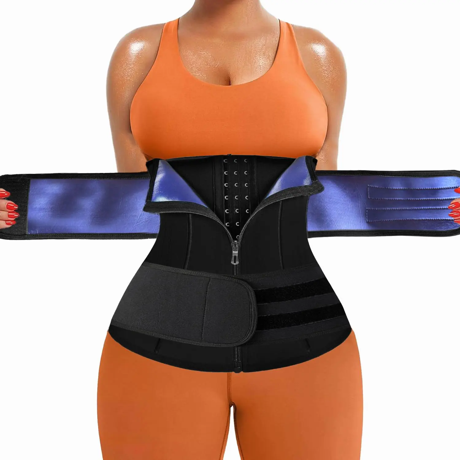 Adjustable Body Shaper for Women, 3 Layers Tummy Control Sauna Shaper, Fitness Shapewear Belt, Waist Trainer, Waist Trimmer Cincher, Abdominal Control Belt, Sports Support for Women, Gym Wear, Workout Waistband, Exercise Waistband