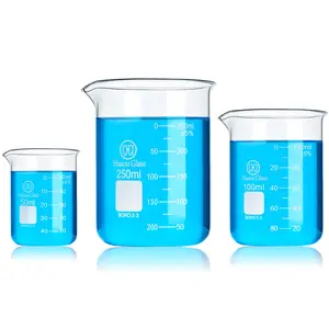3pcs Glass Beakers Set 50ml 100ml 250ml Lab Glassware Beaker with Double Scale Low Form 3.3 Boro Science Chemistry Measuring Beakers