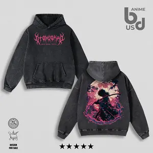 Giyu Tomioka Demon Slayer Hoodie Wash – Double Printed Cool Style, Oversize Unisex Cotton, Retro 90s Graphic Tee, Streetwear, Menswear, Gift For Anime Fan