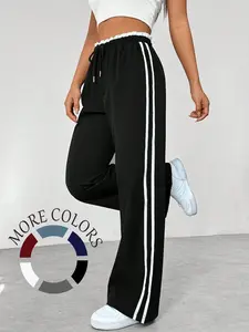 Women's Drawstring Adjustable Waist Pants, Casual Comfy Trousers for Daily Wear, Ladies Bottoms for All Seasons
